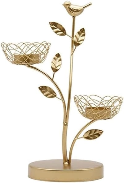 Kaarsenstandaard Vogel - Kandelaar Smeedijzer - Sfeerverlichting Creëren - Luxe Design Ornament - 33 x 22 x 22 cm - Zwart
