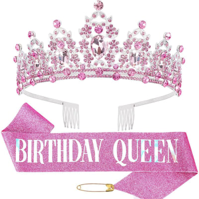 Legering Kroon Tiara Verjaardagskroon Flash Diamant Verjaardagsfeest Koningin Kroon Tiara Set