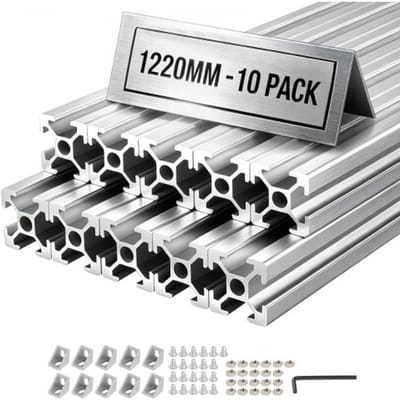 VEVOR 2020 Aluminiumprofielen 10 Stuks, 122 cm, Geanodiseerde T-Sleuf Aluminiumprofielen Volgens Eu-Norm, Zeer Sterk Geëxtrudeerd Profiel, Aluminium Rail voor 3D-Geprinte Onderdelen, CNC-Werkbanken en -Assemblage, Zilver