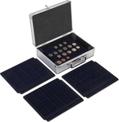 Matana – Premium Aluminium Muntenkoffer met 6 Tabletten – Ingebouwd Slot met Sleutels – Voor Muntenverzamelaars