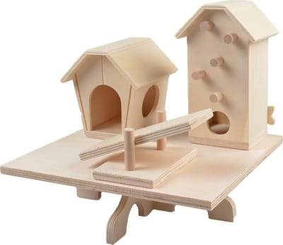 hokkenvoordeel - Houten speeltuin met huisjes bruin