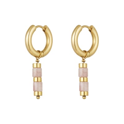 Oorbellen kraaltjes en gouden details - goud/lichtroze