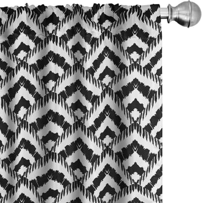 ABAKUHAUS Chevron gordijnen – 2x75x225 cm – microvezel – zwart-wit