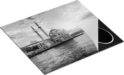 Chefcare Inductie Beschermer Kleurrijke Ortakoy Moskee in Instanbul - Zwart Wit - 60x50 cm - Afdekplaat Inductie - Kookplaat Beschermer - Inductie Mat