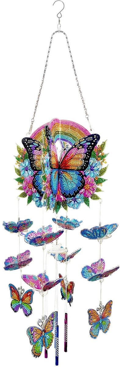 Adorzy Diamond Painting Windgong Vlinder – Raamhanger - Diamond Painting Volwassenen – Diamond Painting Kinderen – Raamhanger Vlinder