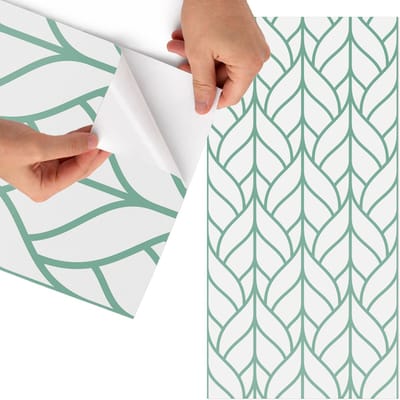 Tulup Meubelfolie - Geometrische bladeren Meubelfolie Zelfklevend - 75x150 cm - Wit Meubelfolie - Wrapfolie Keuken - Geometrische Meubelfolie - Decoratiefolie - Tafeldecoratie - Achtergronden en patronen