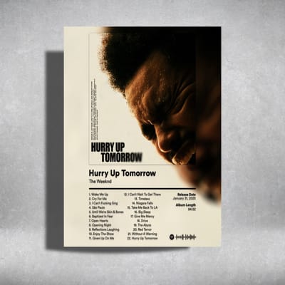 The Weeknd - Hurry Up Tomorrow - album cover - metalen poster - 30x40cm