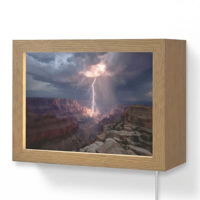 Wandlamp 20x15 cm - Oplaadbaar - Bliksem - Wolken - Canyon - Wandlampen binnen woonkamer - Slaapkamer lamp met kabel - Decoratieve nachtlamp - Vloerlamp snoer