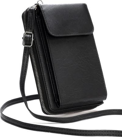 Crossbodytassen Dames Telefoontasjes - Kunstlederen Telefoontasje Dames Crossbody Schoudertas - Zwart