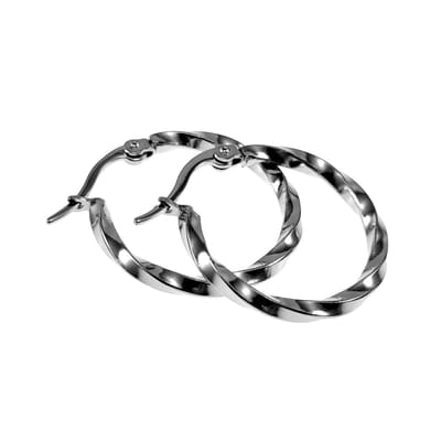 ∅24mm Gedraaide Oorringen Dames - Stalen Zilverkleur - Oorbellen