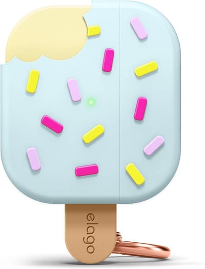 Leuk IJs Hoesje voor AirPods - Draadloos Opladen, Schokbestendig, Inclusief Sleutelhanger