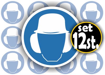 Jerma - Veiligheidshelm - Gehoorbescherming - Sticker - set 12 st - Ø 4.5 cm - Weerbestendig - Vinyl
