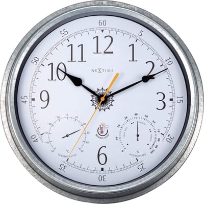 NeXtime Tulip – Wandklok – 40.5 cm – Metaal – Gegalvaniseerd Zilver – Weerbestendig
