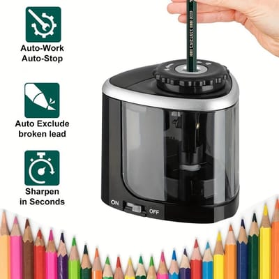 Elektrische Puntenslijper Desktop Automatische Puntenslijper Geschikt Voor Potloden (6-8 mm) voor Studenten Schoolkantoor Kantoorartikelen