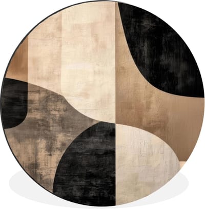 WallCircle - Wandcirkel - Muurcirkel - Abstract - Vlakken - Zwart - Rond - Aluminium - Dibond - 30x30 cm - Binnen en Buiten