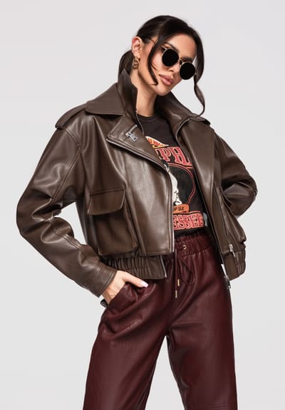 OMBRE Jas - Regular Fit - Polyurethaan - Lange Mouw Chocoladebruin M/L