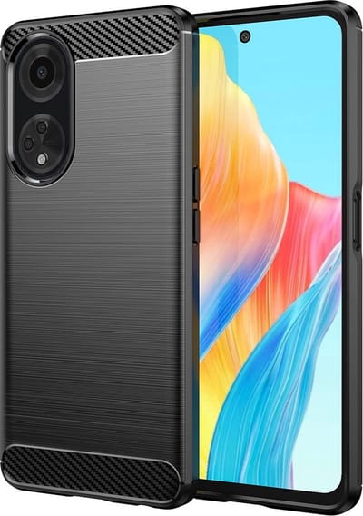 Hoesje geschikt voor Oppo A98 - Techsuit Carbon Silicone Back Cover - Zwart
