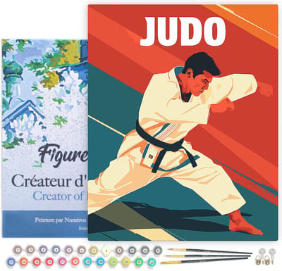 Figured'Art Schilderen op Nummer Volwassenen met lijst Sportaffiche Judo- Handwerk acrylverf Kit DIY Compleet - 40x50cm Canvas al ingelijst