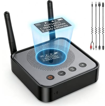 Fokelyi - Bluetooth-ontvanger/zender - Audio/tv/computersystemen met ondersteuning voor OLED-display/lage latentie/HD Bluetooth-audioadapter, uitgerust met USB/optische/RCA/3,5 mm AUX-ingang/uitgang.