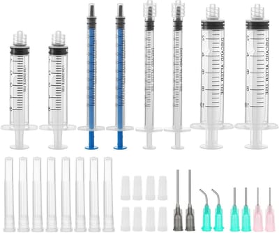 Blunt Needle Spuiten 1ml 5ml 10ml - 8 Stuks Herbruikbare Plastic Spuiten voor Laboratorium, Plant Irrigatie en Industriële Toepassingen