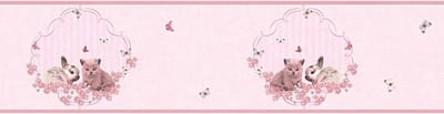 Dieren patroon behang Profhome 355671-GU behangrand glad met dieren patroon mat roze zuurstokroze 0,65 m2