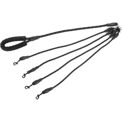 Huisdier Hond Slijtvast 4-Wegs Trektouw Accessoire voor Buiten Wandelen zwart 4 koppen 4 Heads zwart