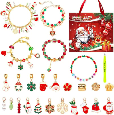 Adventskalender met Sieraden voor Kinderen, 24 Vullingen met Armbanden en Creatieve Knutselideeën voor Meisjes van 6 tot 12 Jaar