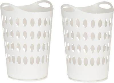 Arte R Flexibele wasmand/opbergmand - 2x stuks - rond - wit - 50 liter - wasgoed sorteren