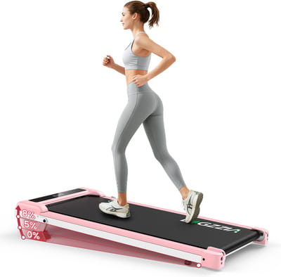 BIGZZIA Draagbare loopbanden - 3-in-1 loopband met 8% hellingshoek - 1-10 km/u - 3,0 pk - tot 130 kg - LED-display - Roze