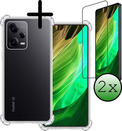 Hoesje Met Screenprotector - 2 Stuks - Geschikt voor Xiaomi Redmi Note 12 Pro+ - Sterk & Shockproof - Siliconen Case - Back Cover - Telefoon Hoes - Shock Proof - Transparant