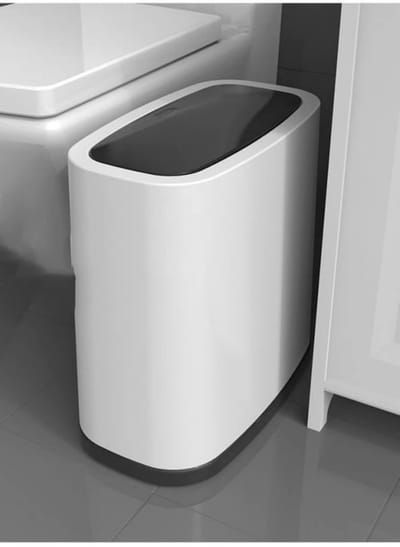 Prullenbak Rechthoekig - Afvalbak Slim - Kleine Ruimtes - Waterproof PP Plastic - 12 Liter Capaciteit - Zwart