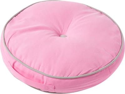 Homescapes Rond vloerkussen – Roze en grijs – 100% katoen met polyestervulling – Ø 43 cm