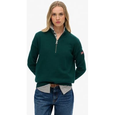 Superdry Slouchy Gebreide Half-zip Trui Green Grootte: 36