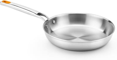 Braadpan Roestvrij Staal - Drielaags Kookgerei - Aanbraden Vlees Vis - Gelijkmatige Warmte - 26 cm - Zilver