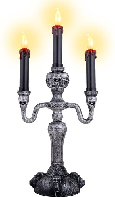 Funny Fashion Halloween LED kandelaar - 3 kaarsen - op batterijen - 17 x 40 cm