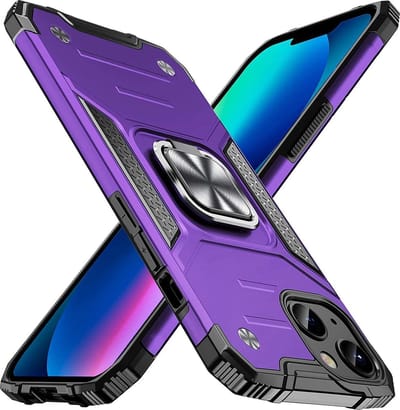 Hoesje Geschikt voor iPhone 13 Pro Max - Heavy Duty Armor Hoesje met Kickstand ringhouder – Paars