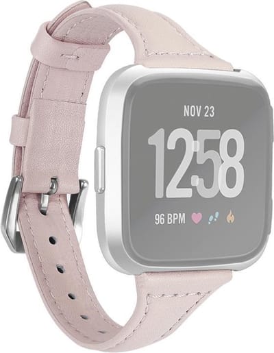 By Qubix - Compatible Fitbit bandje - geschikt voor Fitbit Versa 1 / 2 & Lite bandje TPU leer - Zacht roze Smartwatchbandje bandje Armband Polsband Strap Band Watchband