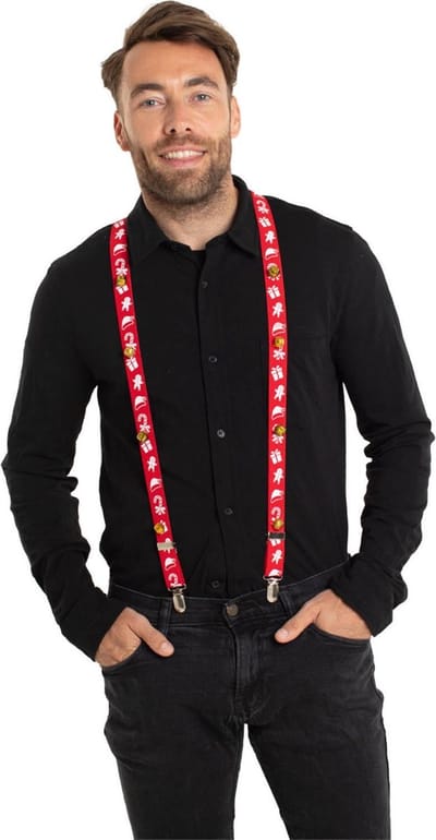 Folat - Bretels Kerst Rood met Belletjes