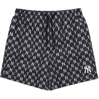 MLB Logo Vintage All Over Print Casual Shorts Unisex shorts Zwart 3ASMM0123-50BKS XS gray