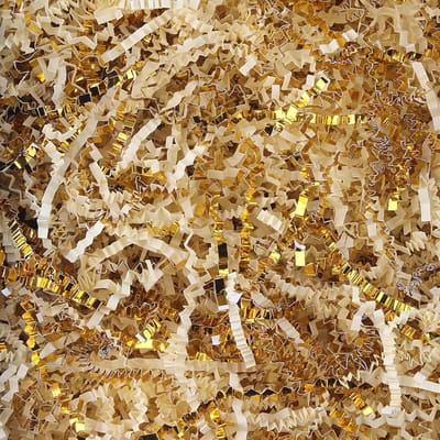 Geknipt Papieropvulsel voor Cadeauverpakking en Mandjes Luxe Beige en Goud
