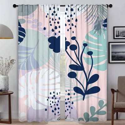 Blad- en Bloemen Scheidingswand Keukengordijnen 2 Stuks Elegante Kamergordijnen voor Camera Verduisteringsgordijn Tule voor Slaapkamer Shades W60xH90cmx2pcs-CL