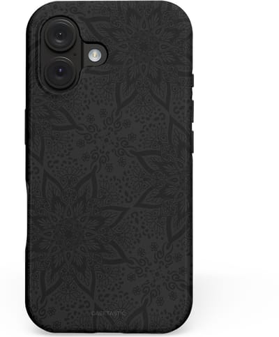 Casetastic hoesje geschikt voor Apple iPhone 16 - MagSafe - Dubbellaagse bescherming - Mandala stijl - Fashion Case - Zwart