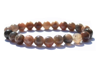 Bixorp Gems Zwarte Perzik Maansteen Edelstenen Armband - Gepolijste Edelsteen Kralenarmband - Cadeau voor Haar