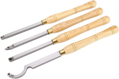 Houtdraaibankbeitelset - Houtdraaigereedschap - Houtbewerking - Gecementeerd Carbide - 4-delig - Houten Handvat