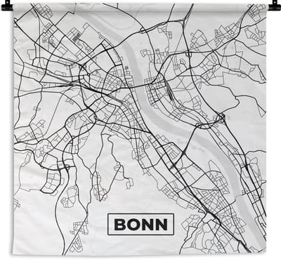 Wandkleed - Wanddoek - Plattegrond - Kaart - Bonn - Stadskaart - 180x180 cm - Wandtapijt