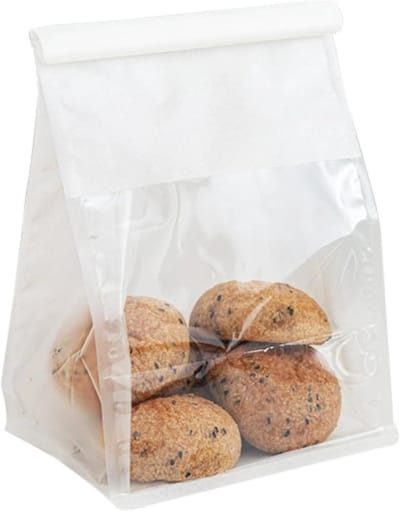 Allecto Plus - 20 stuks kraftpapieren broodzakken met doorzichtig voorvenster - voor gebakken brood - zelfgemaakte verpakkingen - opslag - wit - 13 x 28 x 10 cm