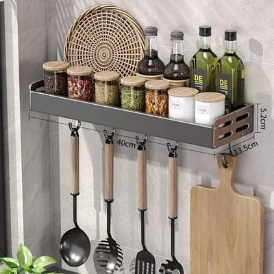 Étagère de Rangement de Cuisine Étagère à Épices Murale Condiment Multifonctionnel Organisateur de Cuisine Domestique Étagère de Rangement gray