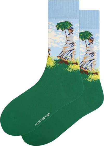 Kunst sokken - Vrouw met een Parasol: Claude Monet - Sokken Dames 36 40 - Biologisch Katoenen Sokken - funny socks happy - Vrolijke Sokken - Grappige Sokken - Sokken Cadeau
