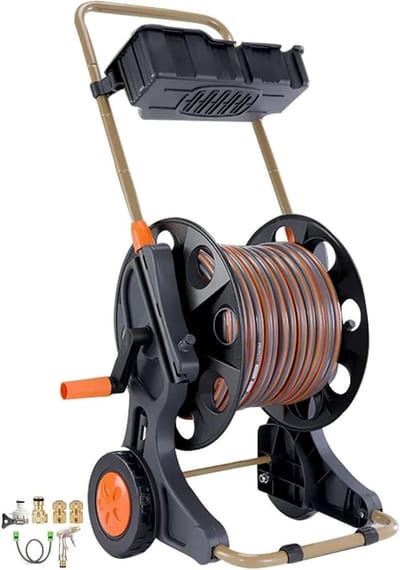 Tuinslangwagen - Slanghaspel met wielen - Water Geven - Draagbaar en Stabiel - 40 meter - Zwart