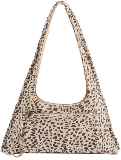 FREDsBRUDER Leren schoudertas Calm Triangle Hobo Bag Dotty Leo beige